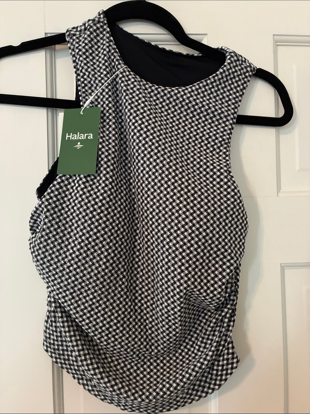 HALARA Black and White Houndstooth Sleeveless Tank Top